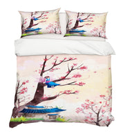 3D Pink House Tree Blossom Angel Quilt Cover Set Bedding Set Pillowcases 01- Jess Art Decoration