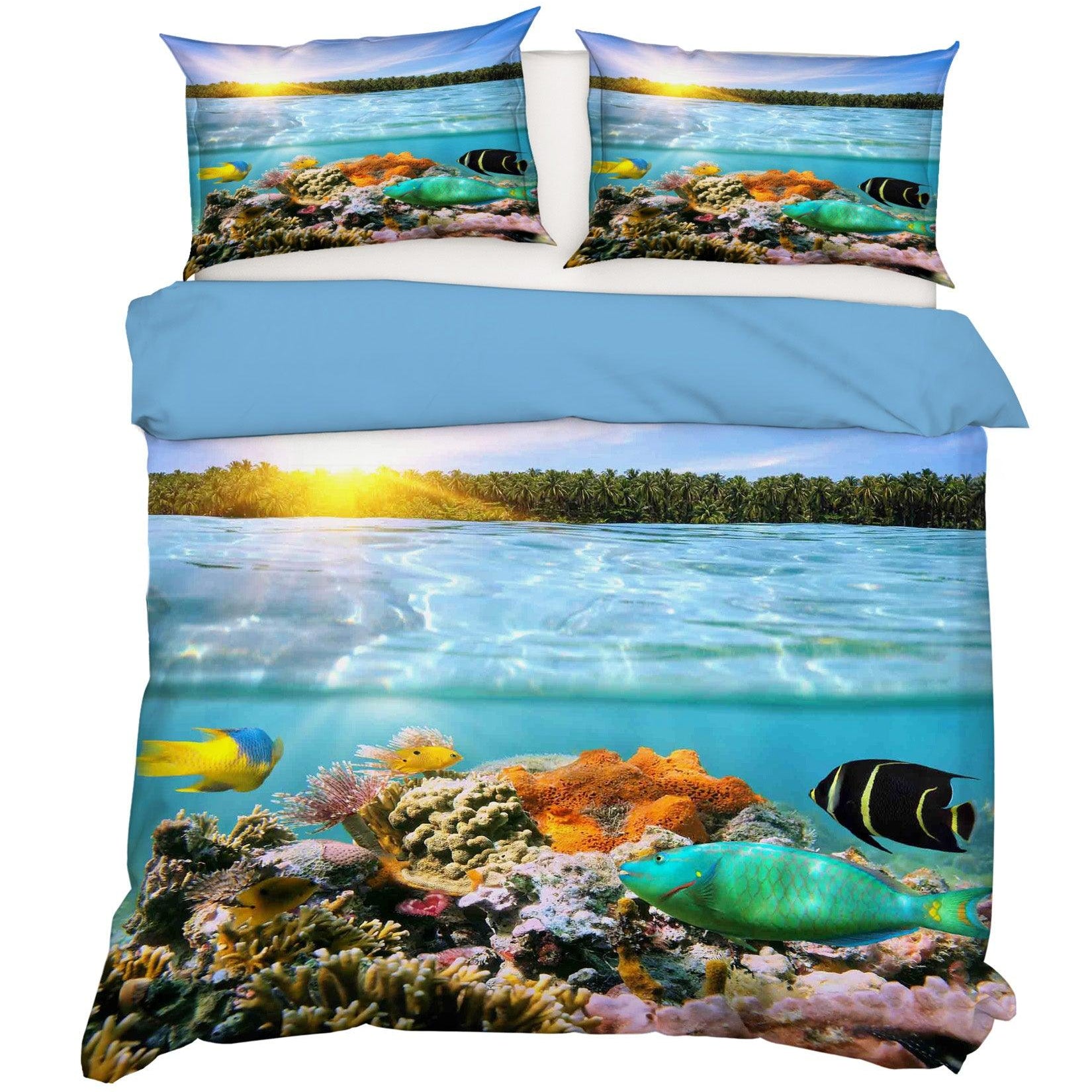 3D Blue Sea Coral Fish Forest Quilt Cover Set Bedding Set Pillowcases 06- Jess Art Decoration