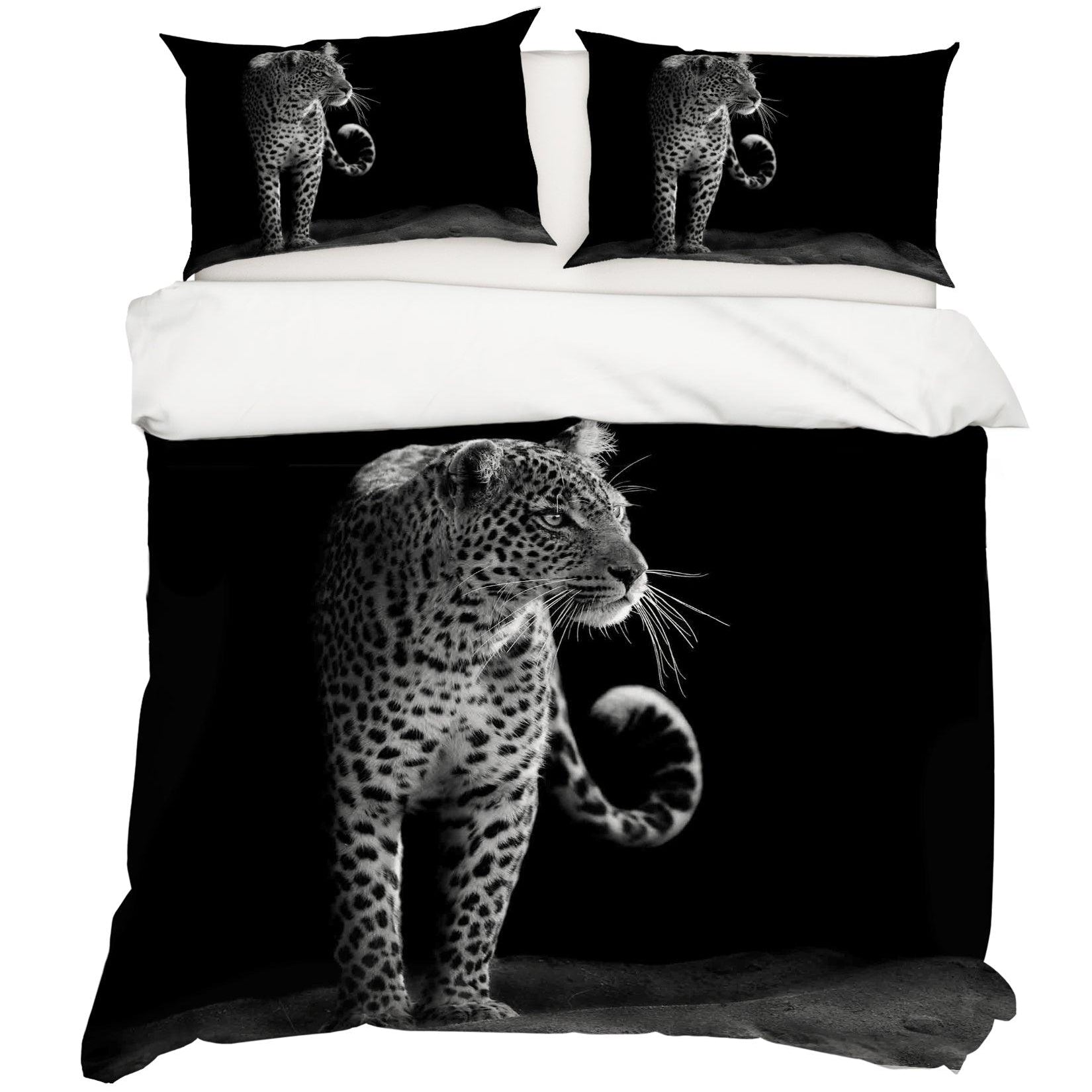 3D Black Leopard Quilt Cover Set Bedding Set Pillowcases 22- Jess Art Decoration