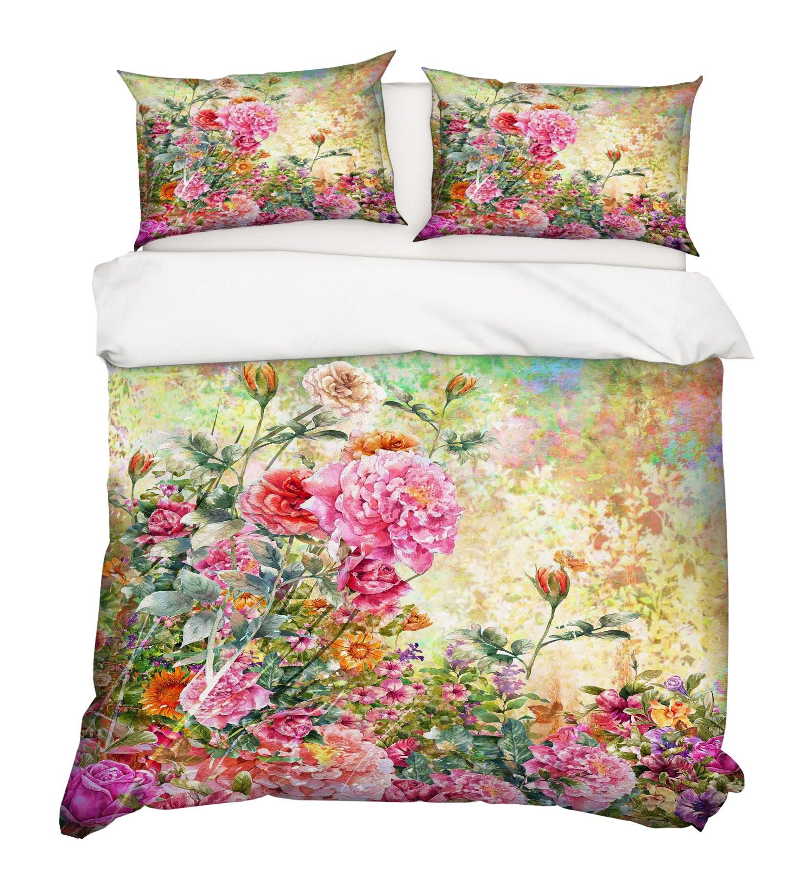 3D Pink Flower Quilt Cover Set Bedding Set Pillowcases 49- Jess Art Decoration