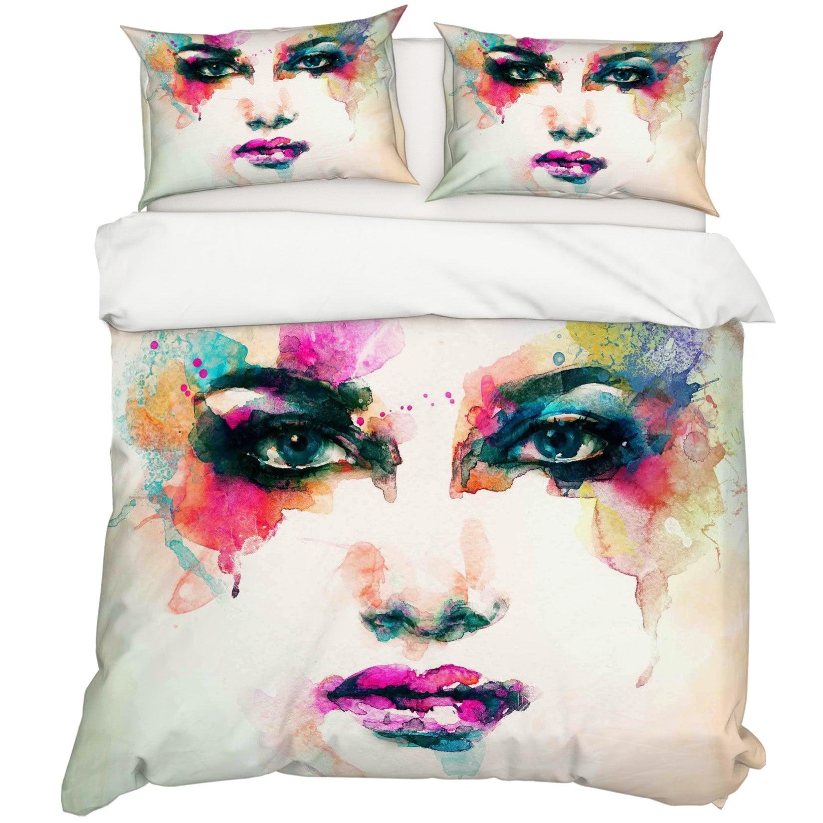 3D Watercolor Beauty Female Quilt Cover Set Bedding Set Pillowcases 87- Jess Art Decoration
