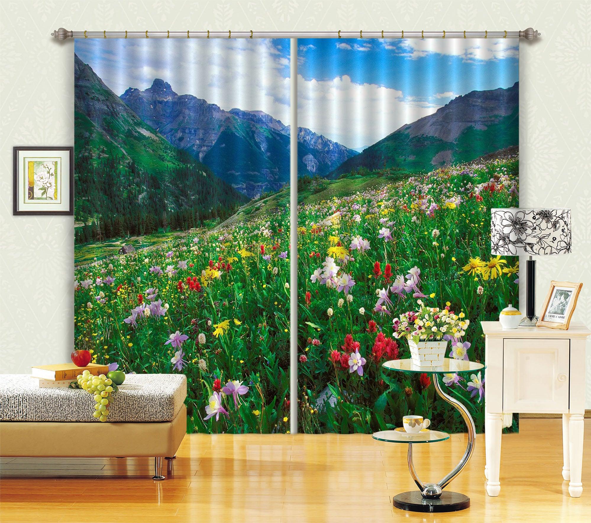 3D Landscape Mountains Flower Curtains and Drapes 81- Jess Art Decoration