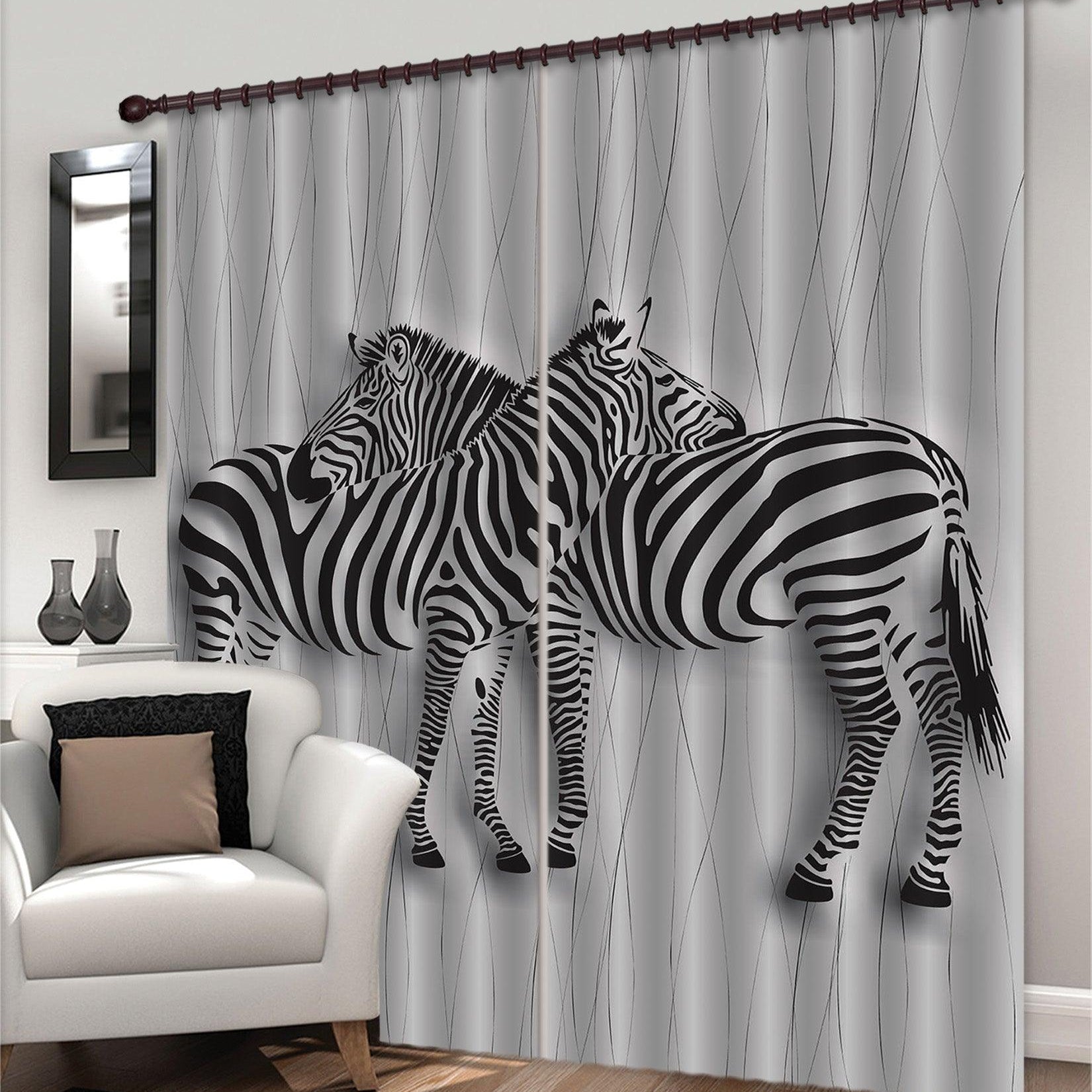 3D Zebra Curtains and Drapes 30- Jess Art Decoration