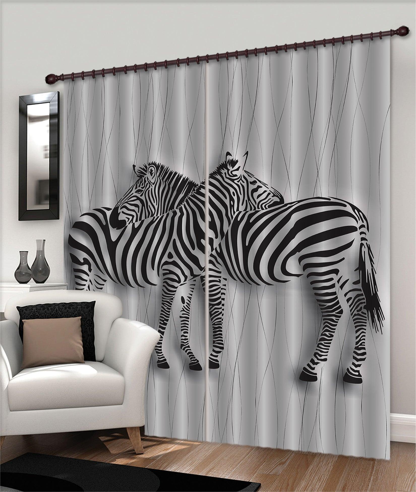 3D Zebra Curtains and Drapes 30- Jess Art Decoration