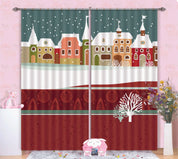 3D House Snow Winter Curtains and Drapes 01- Jess Art Decoration