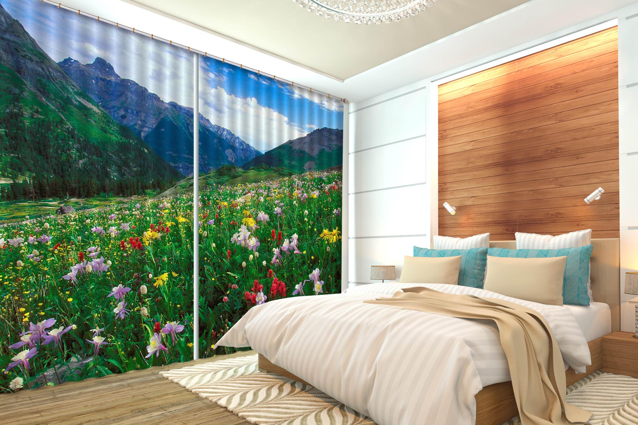 3D Landscape Mountains Flower Curtains and Drapes 81- Jess Art Decoration