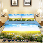 3D Sky Daisy Flower Field Quilt Cover Set Bedding Set Pillowcases 81- Jess Art Decoration