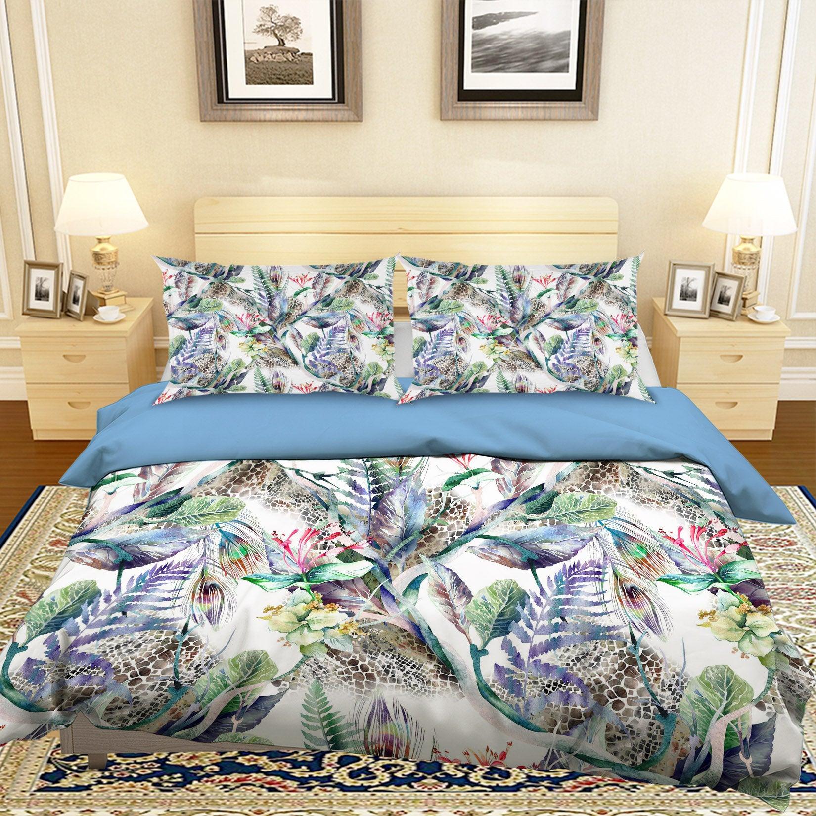 3D Flower Leaves Plants Quilt Cover Set Bedding Set Pillowcases 39- Jess Art Decoration