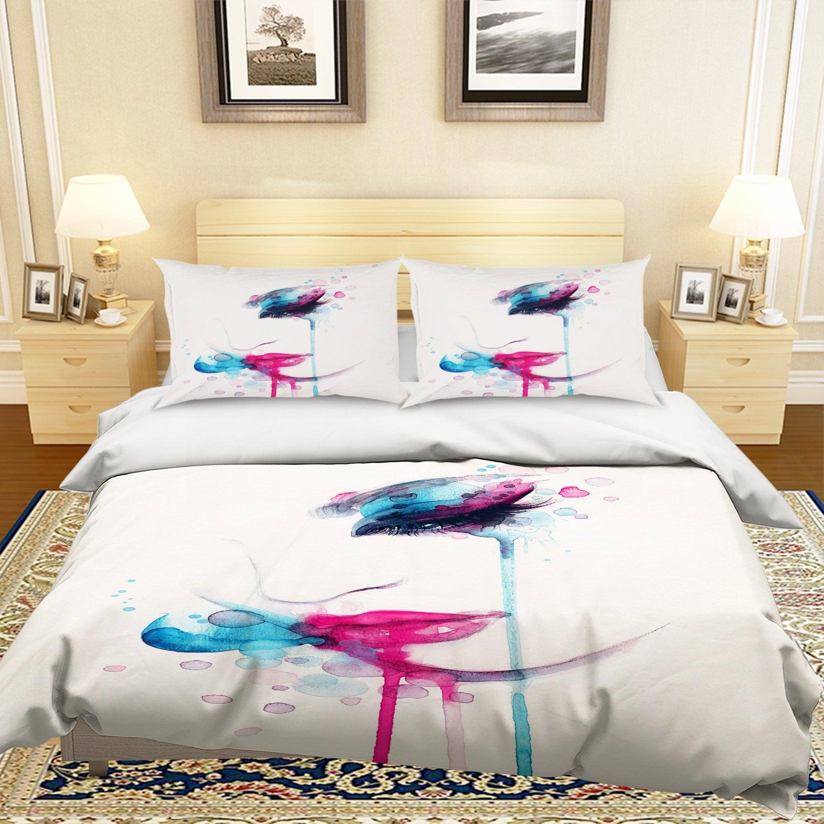 3D Beauty Woman Female Watercolor Quilt Cover Set Bedding Set Pillowcases 27- Jess Art Decoration