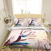 3D Pink House Tree Blossom Angel Quilt Cover Set Bedding Set Pillowcases 01- Jess Art Decoration
