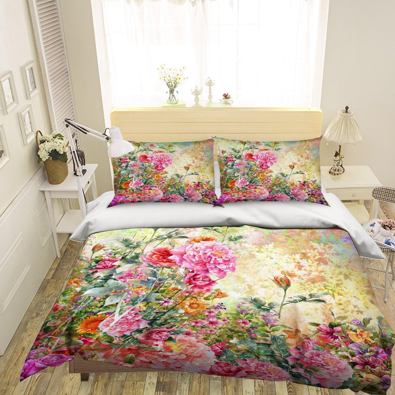 3D Pink Flower Quilt Cover Set Bedding Set Pillowcases 49- Jess Art Decoration