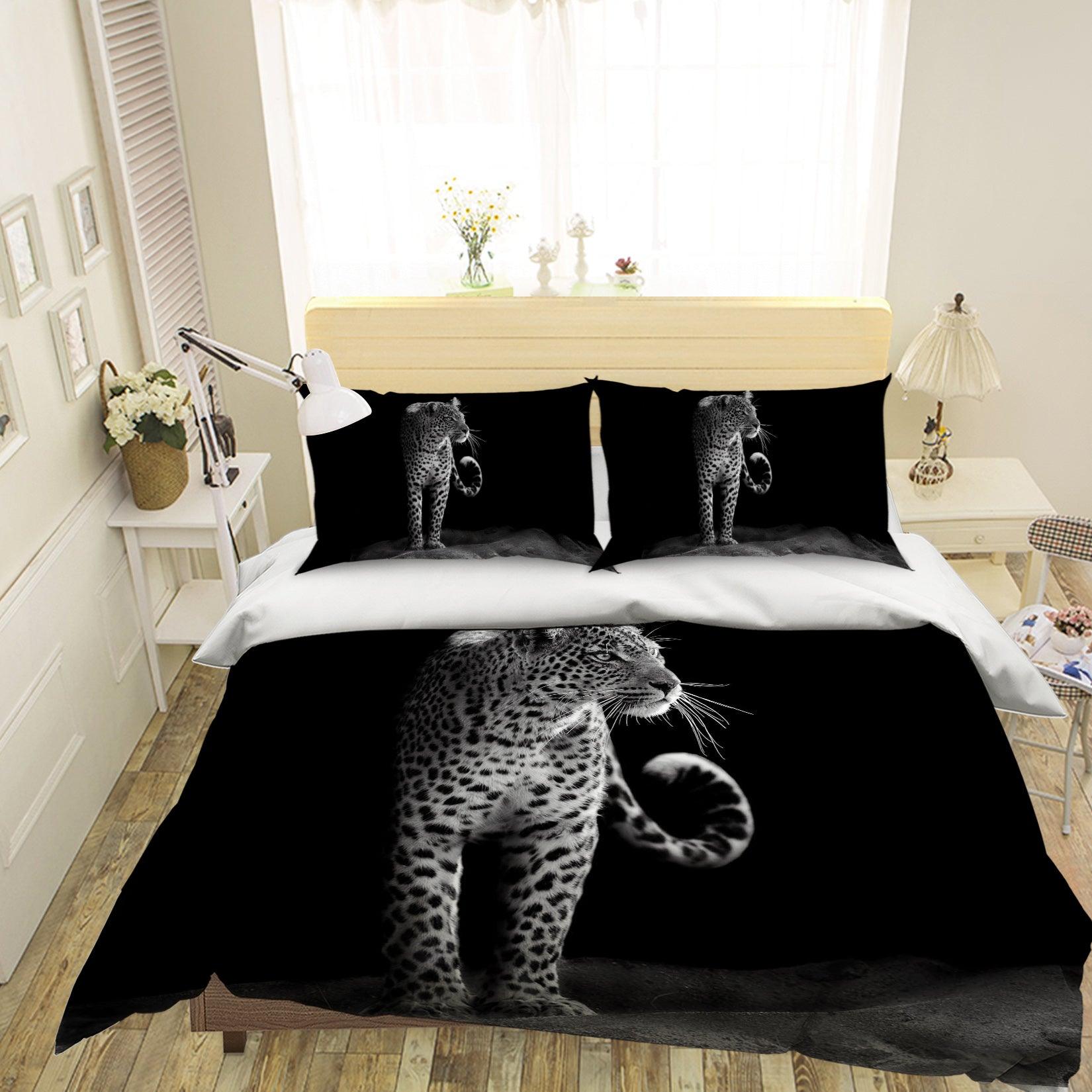 3D Black Leopard Quilt Cover Set Bedding Set Pillowcases 22- Jess Art Decoration