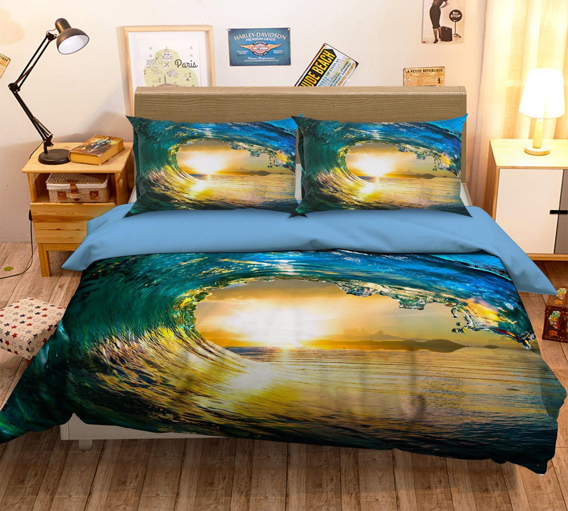 3D Blue Sea Wave Sunlight Quilt Cover Set Bedding Set Pillowcases 94- Jess Art Decoration