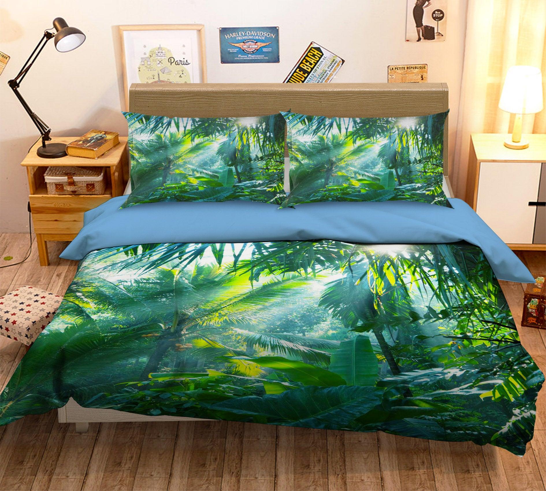 3D Green Tropical Rainforest Quilt Cover Set Bedding Set Pillowcases 103- Jess Art Decoration