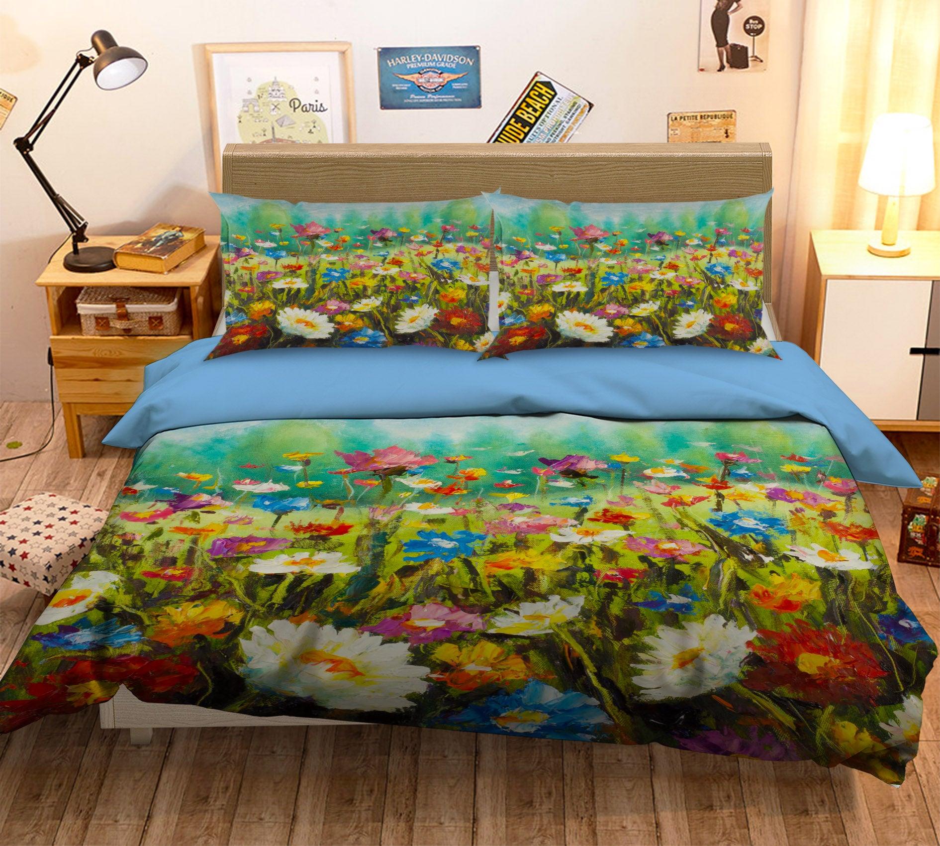 3D Oil Painting Flower Quilt Cover Set Bedding Set Pillowcases 35- Jess Art Decoration