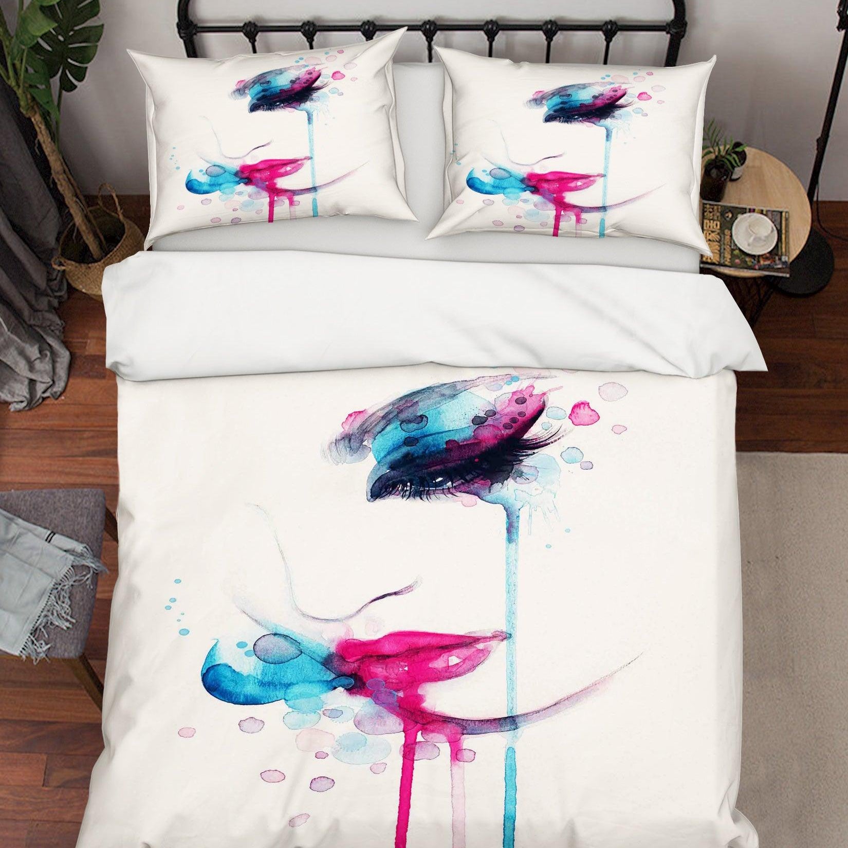 3D Beauty Woman Female Watercolor Quilt Cover Set Bedding Set Pillowcases 27- Jess Art Decoration