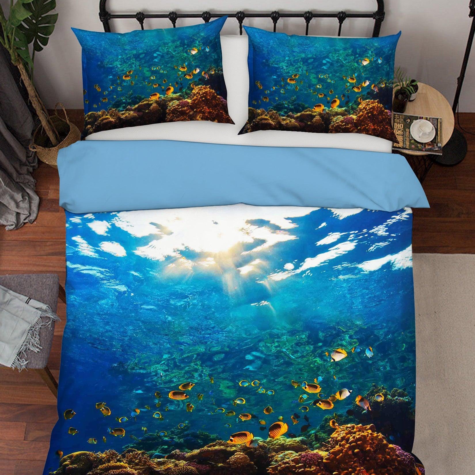 3D Blue Seabed Fish Coral Quilt Cover Set Bedding Set Pillowcases 18- Jess Art Decoration