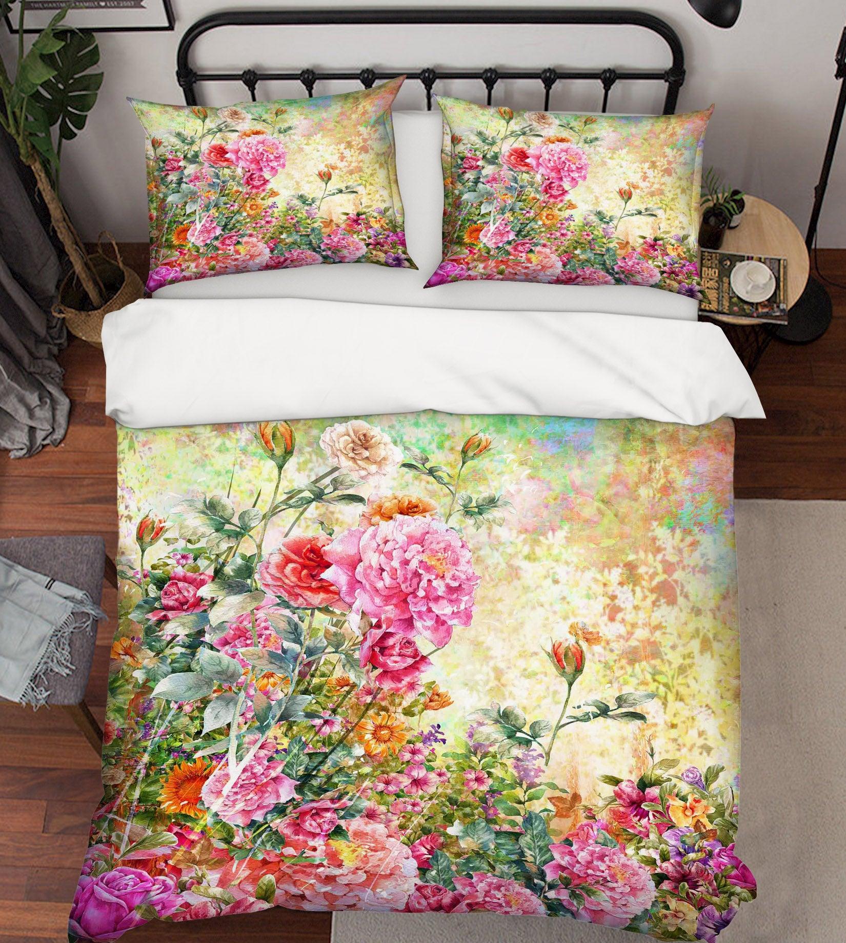 3D Pink Flower Quilt Cover Set Bedding Set Pillowcases 49- Jess Art Decoration