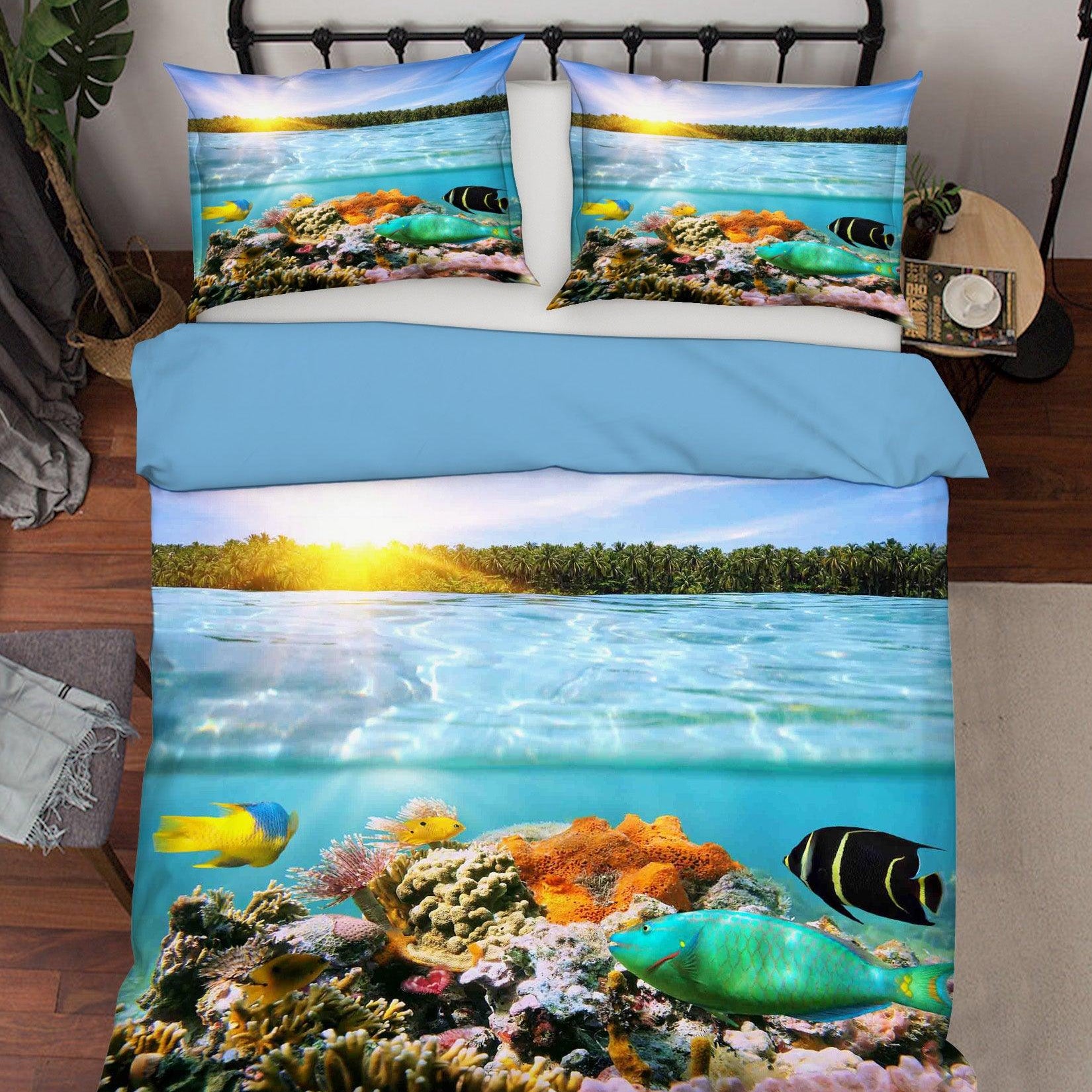 3D Blue Sea Coral Fish Forest Quilt Cover Set Bedding Set Pillowcases 06- Jess Art Decoration