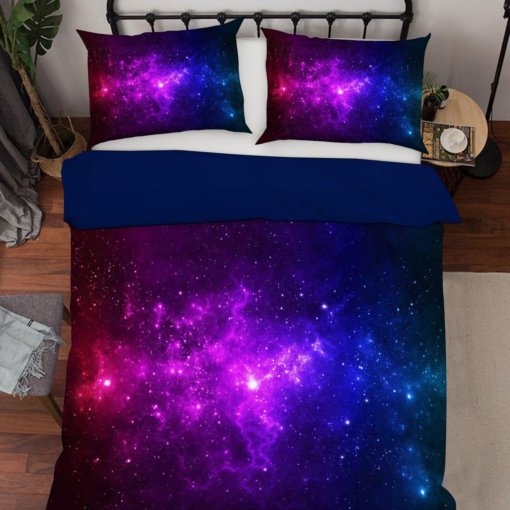 3D Starry Sky Universe Nebula Quilt Cover Set Bedding Set Pillowcases 111- Jess Art Decoration