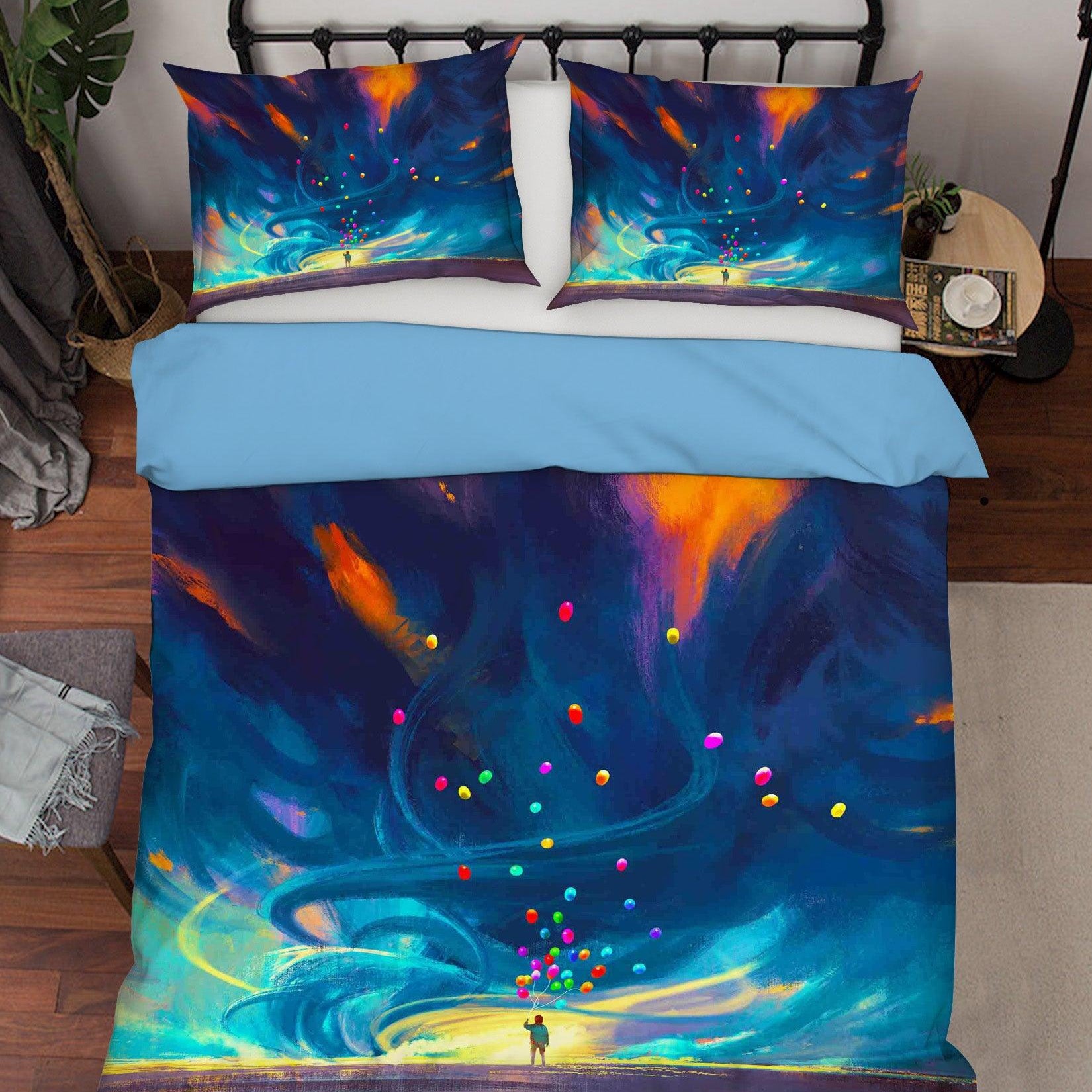 3D Blue Watercolor Balloon Quilt Cover Set Bedding Set Pillowcases 44- Jess Art Decoration