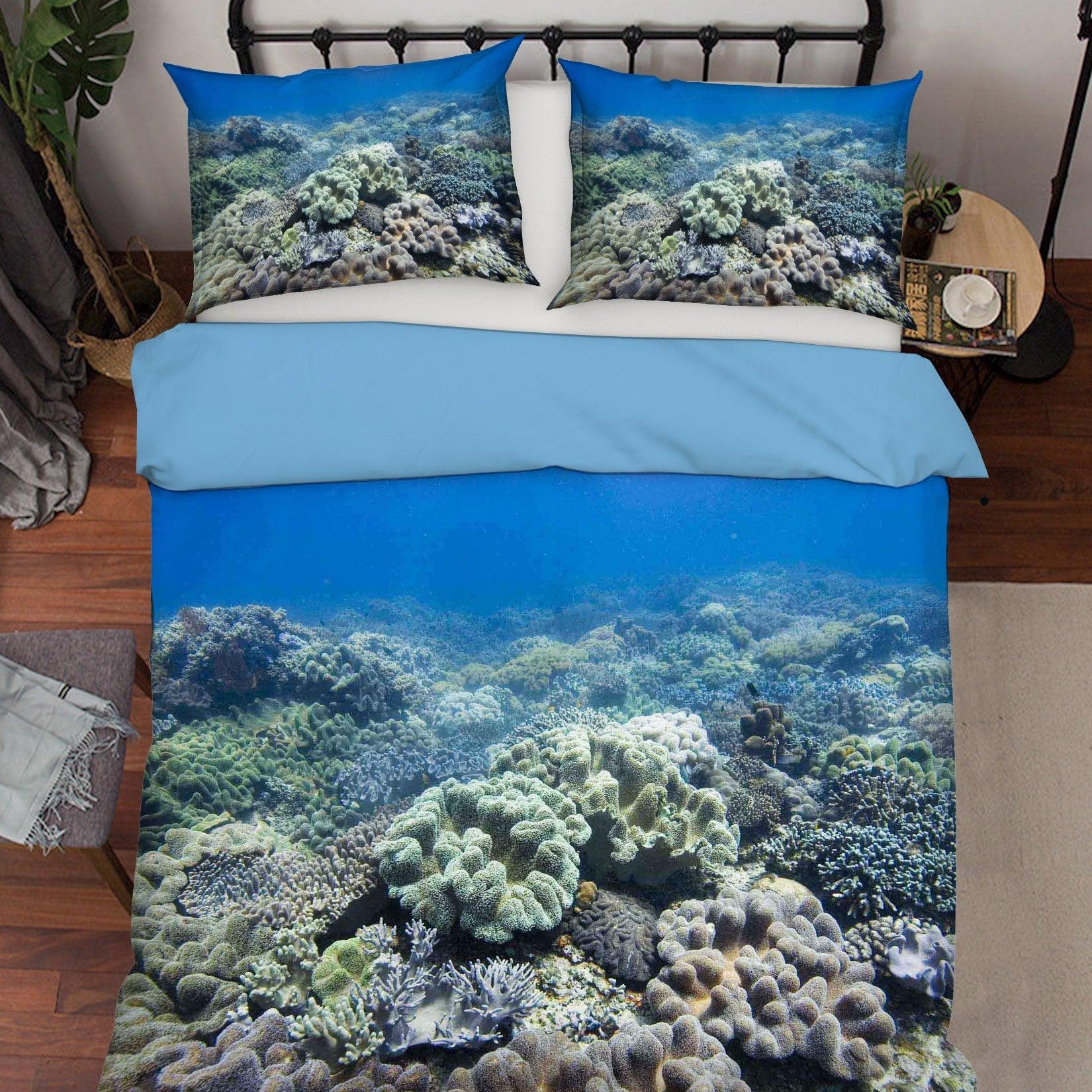 3D Blue Seabed Coral Quilt Cover Set Bedding Set Pillowcases 74- Jess Art Decoration