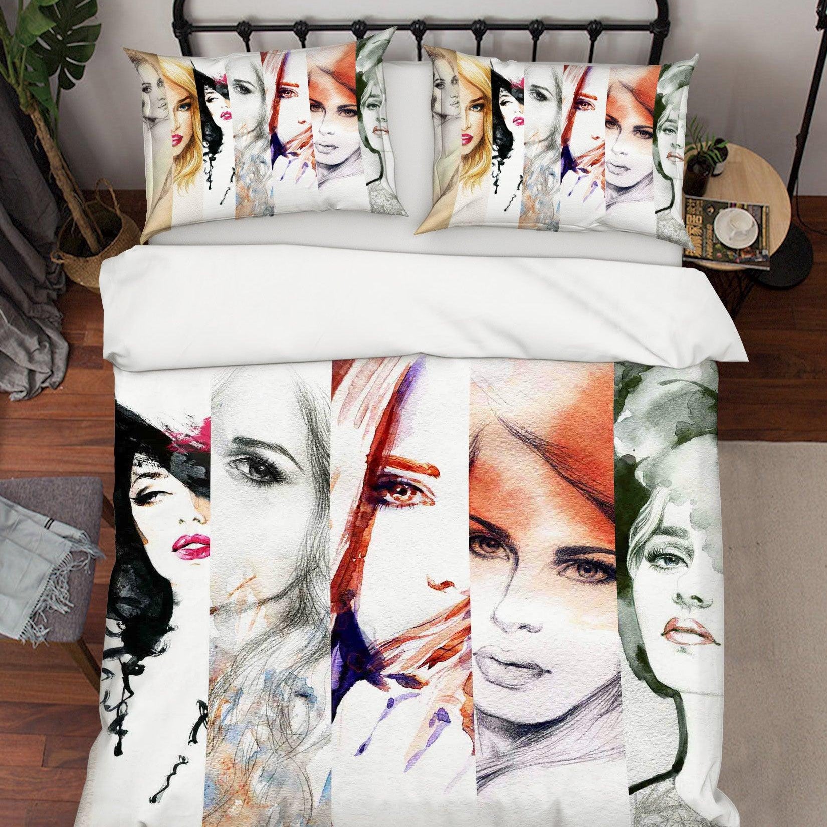 3D Beauty Female Women Quilt Cover Set Bedding Set Pillowcases 97- Jess Art Decoration