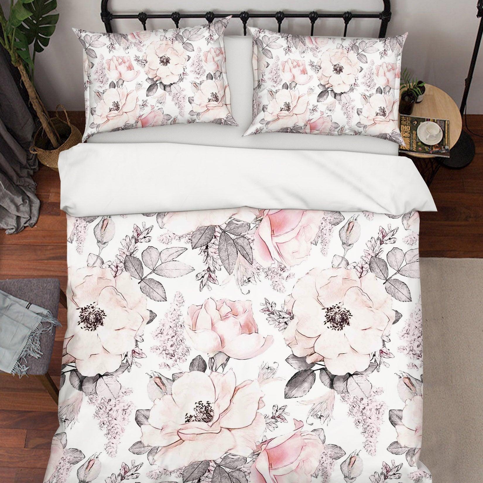 3D Pink Floral Quilt Cover Set Bedding Set Pillowcases 57- Jess Art Decoration