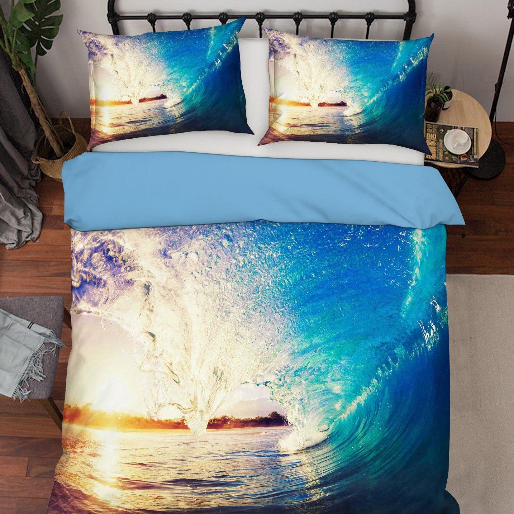 3D Blue Sea Wave Quilt Cover Set Bedding Set Pillowcases 41- Jess Art Decoration