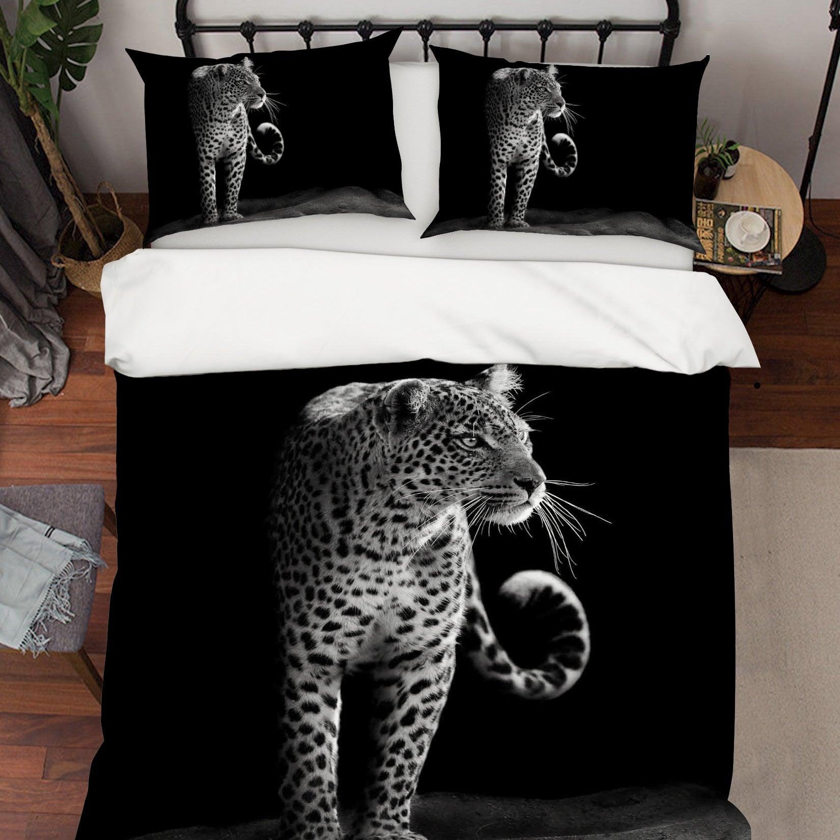 3D Black Leopard Quilt Cover Set Bedding Set Pillowcases 22- Jess Art Decoration
