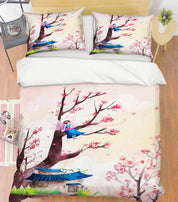 3D Pink House Tree Blossom Angel Quilt Cover Set Bedding Set Pillowcases 01- Jess Art Decoration