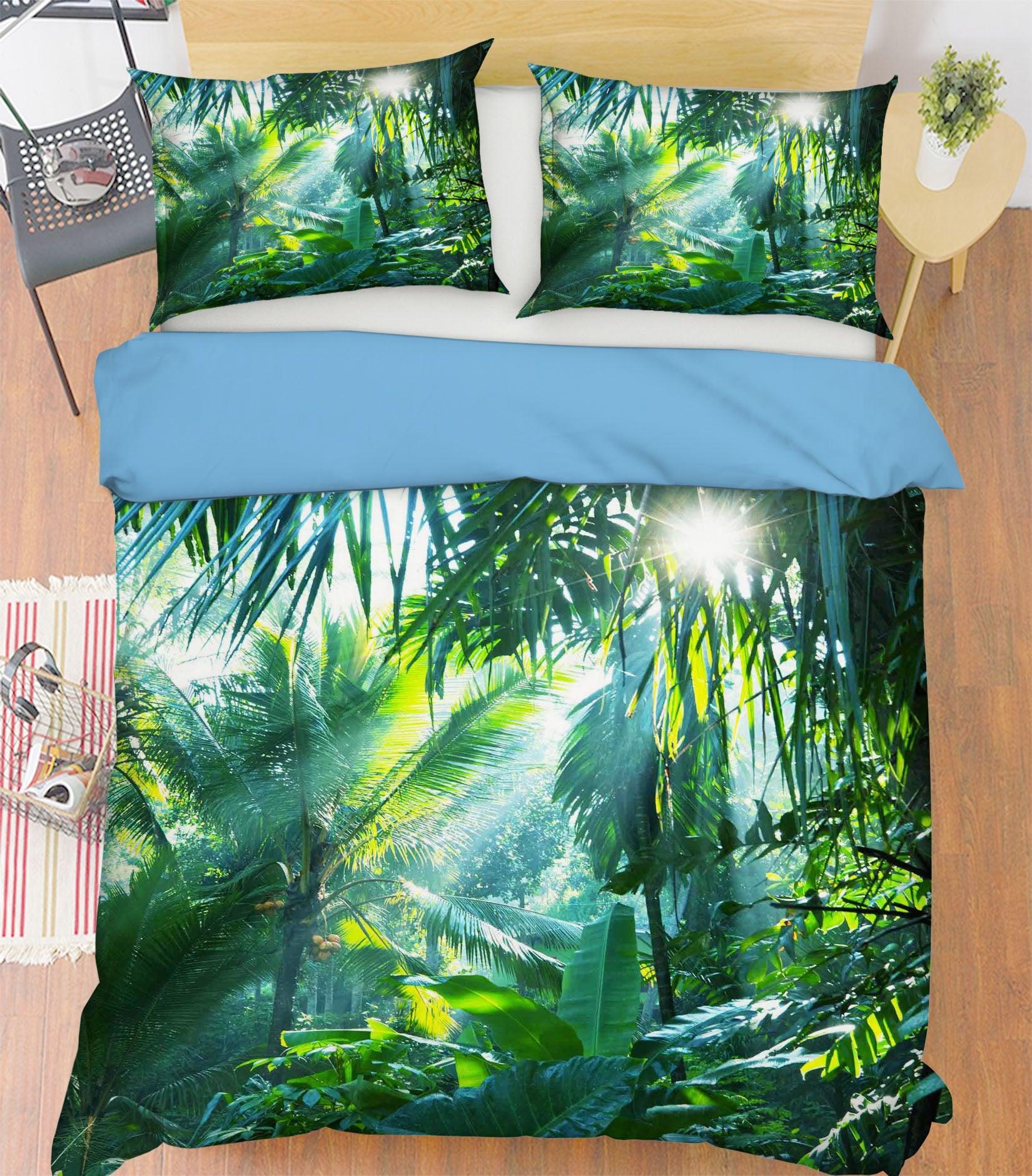 3D Green Tropical Rainforest Quilt Cover Set Bedding Set Pillowcases 103- Jess Art Decoration