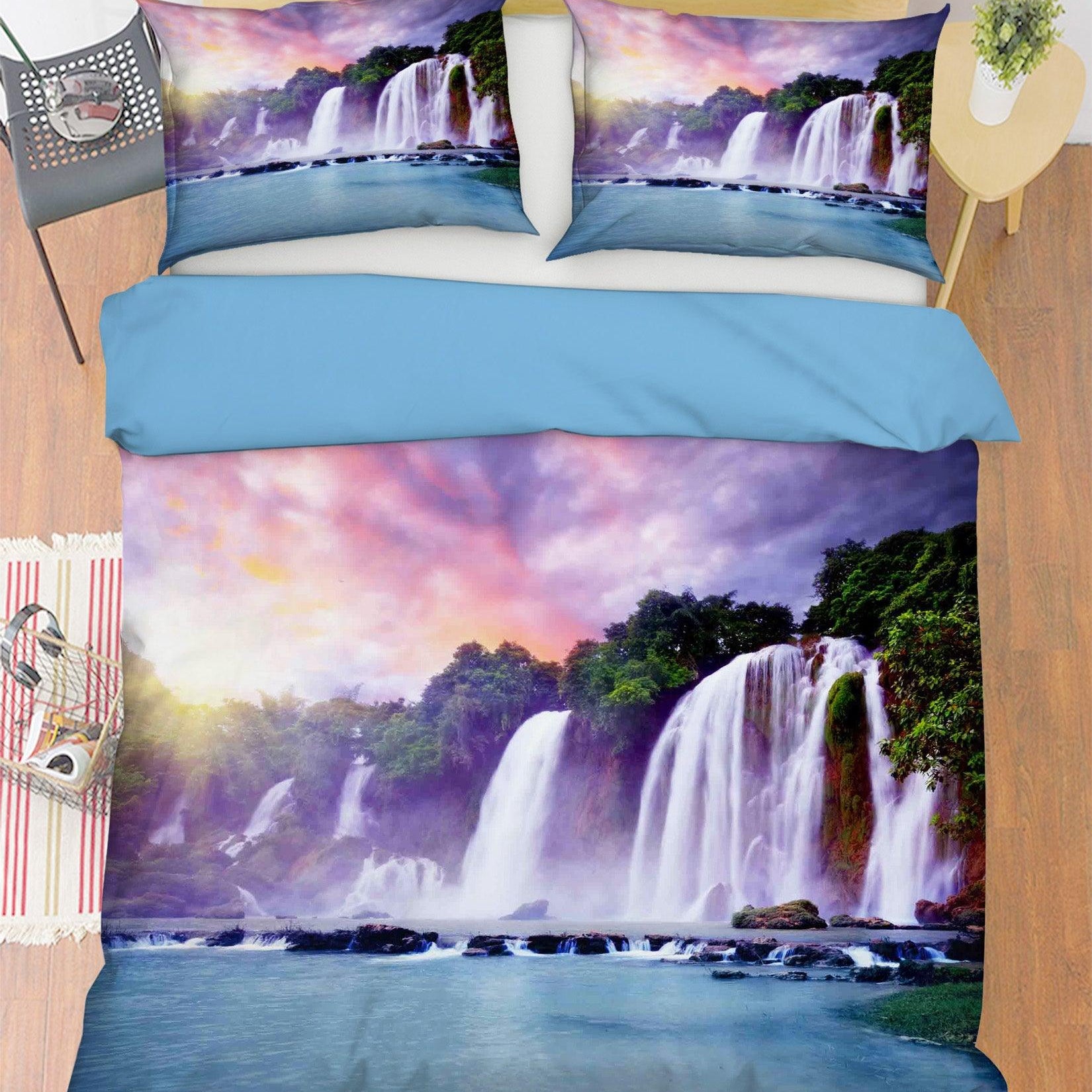 3D Forest Waterfall Quilt Cover Set Bedding Set Pillowcases 95- Jess Art Decoration