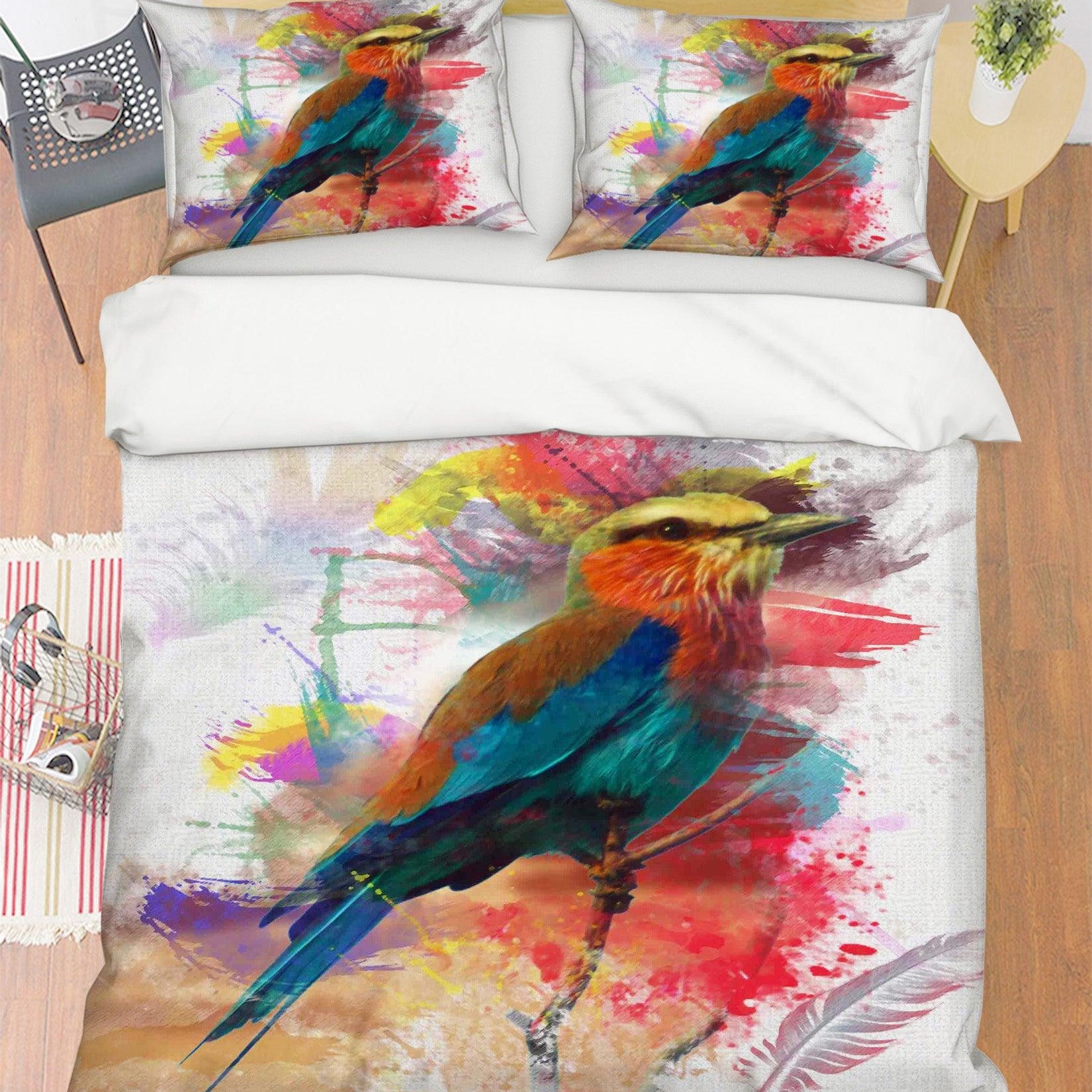 3D Watercolor Bird Quilt Cover Set Bedding Set Pillowcases 21- Jess Art Decoration