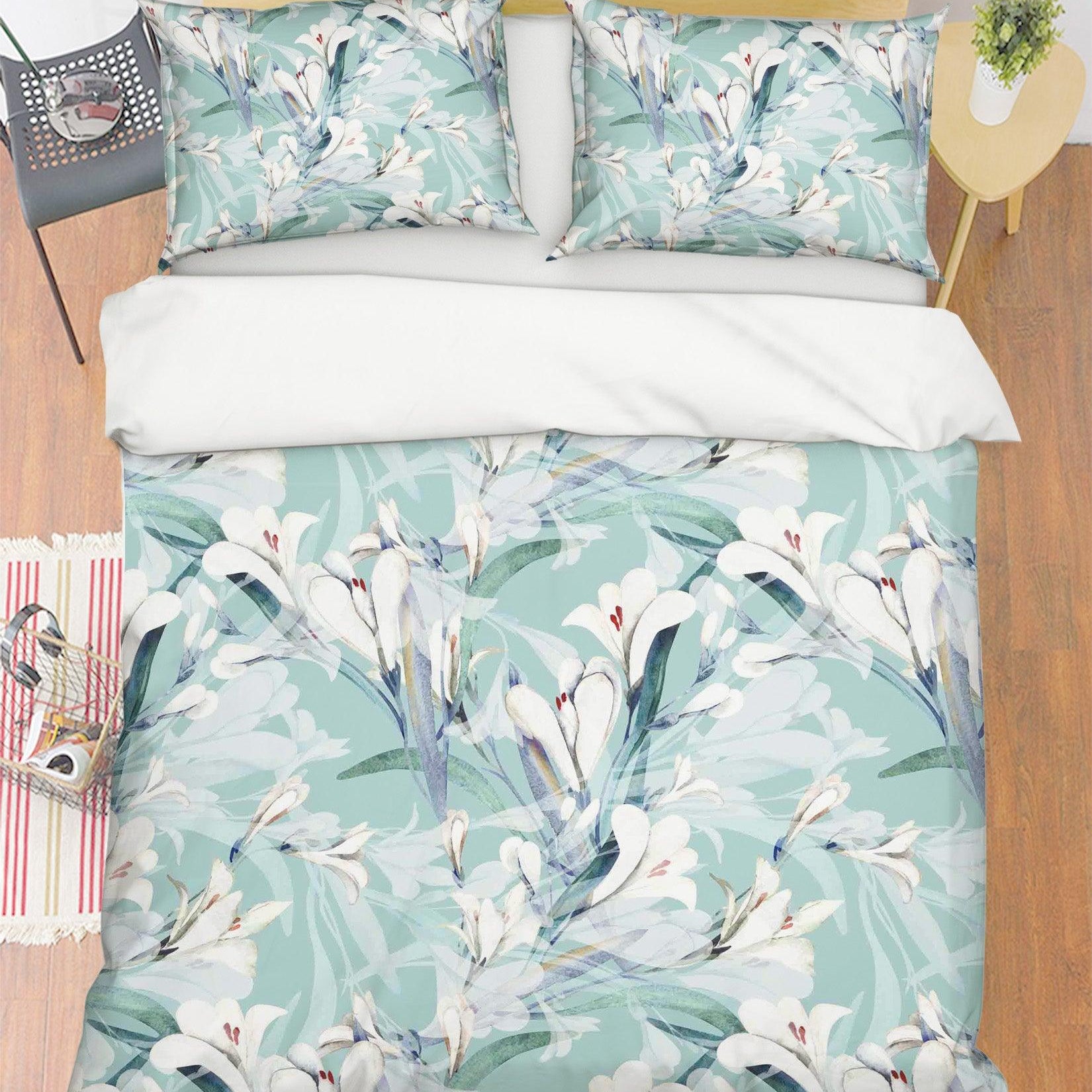 3D Green Floral Quilt Cover Set Bedding Set Pillowcases 48- Jess Art Decoration