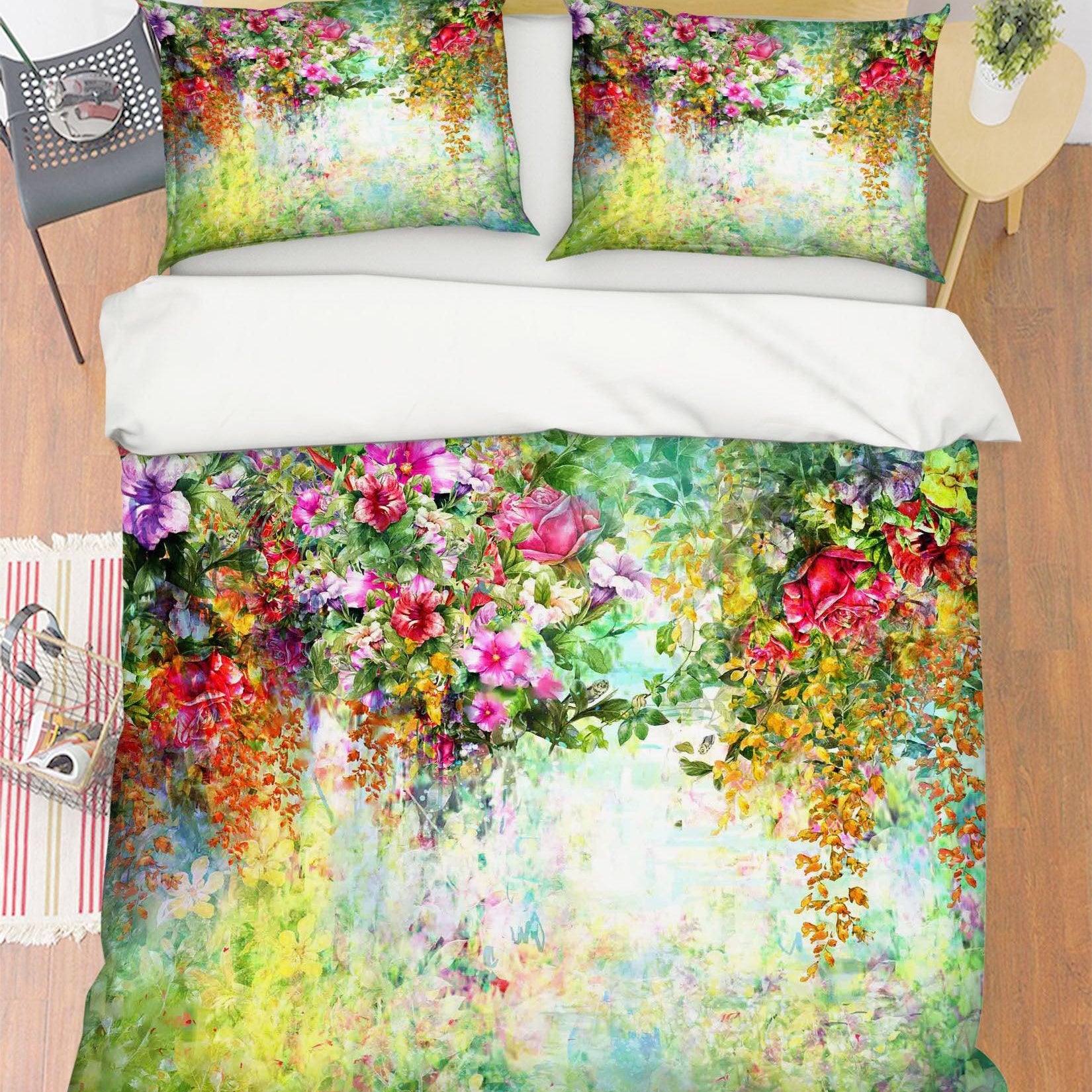 3D Watercolor Floral Quilt Cover Set Bedding Set Pillowcases 46- Jess Art Decoration