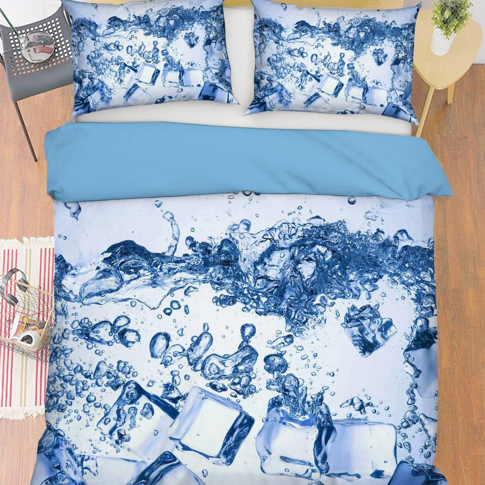 3D Blue Ice Cube Water Quilt Cover Set Bedding Set Pillowcases 67- Jess Art Decoration