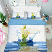 3D Blue Calla Lily Water Quilt Cover Set Bedding Set Pillowcases 66- Jess Art Decoration