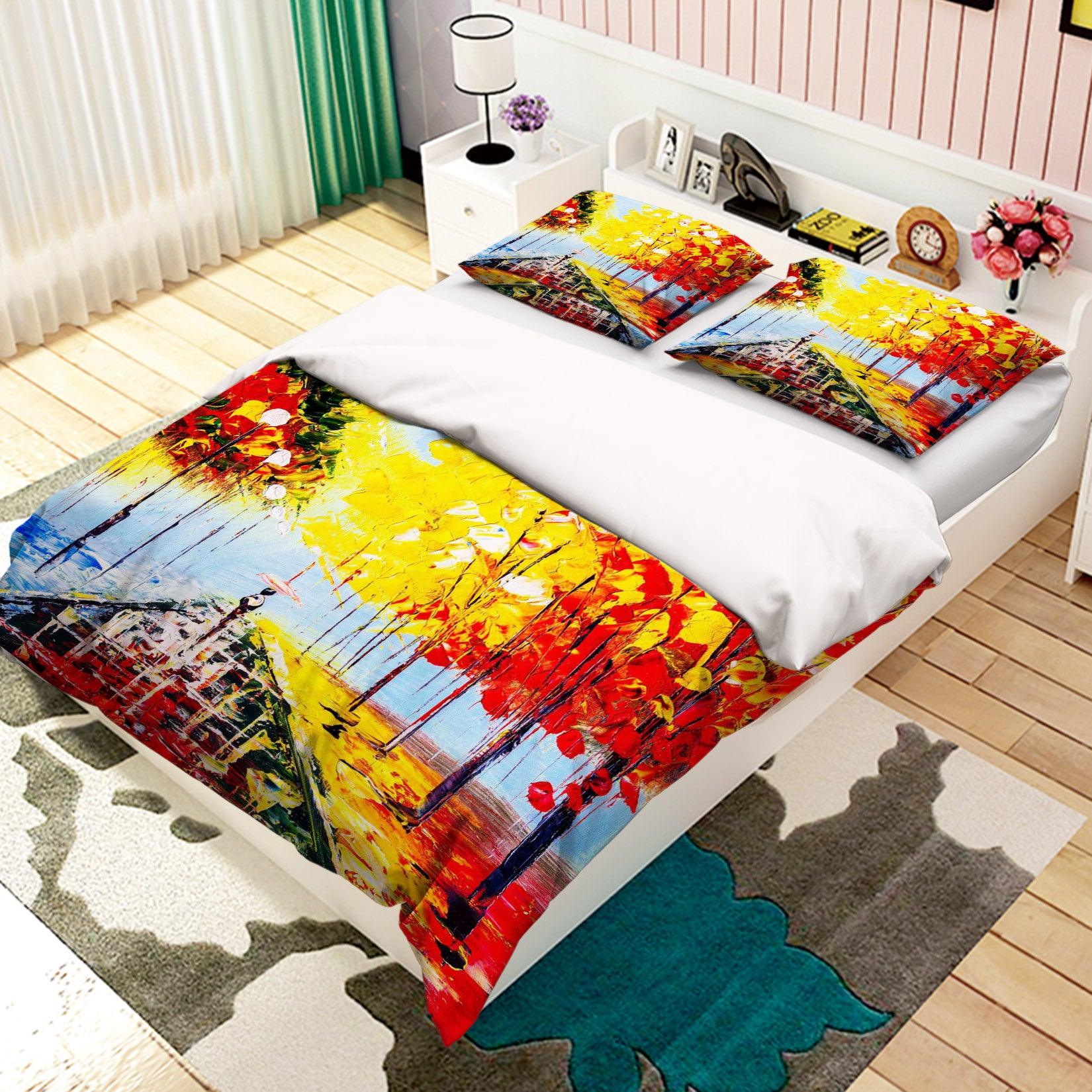 3D Watercolor Forest Road Quilt Cover Set Bedding Set Pillowcases 50- Jess Art Decoration