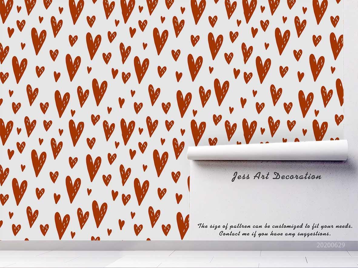 3D Cartoon Red Heart Pattern Wall Mural Wallpaper LXL 286- Jess Art Decoration