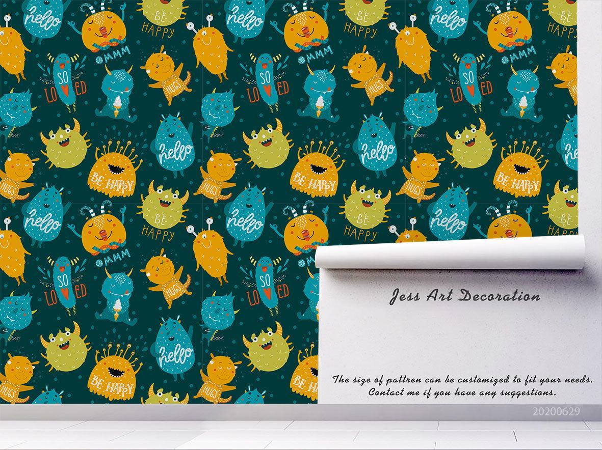3D Cartoon Monster Pattern Wall Mural Wallpaper A367 LQH- Jess Art Decoration