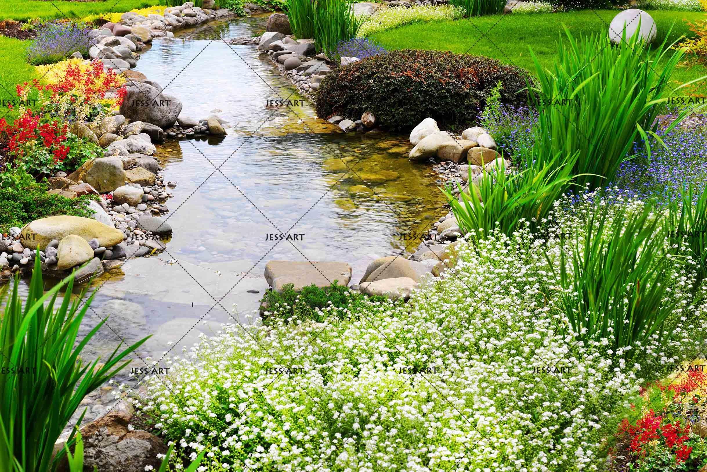 3D River Grass Floral Wall Mural Wallpaper LQH 191- Jess Art Decoration