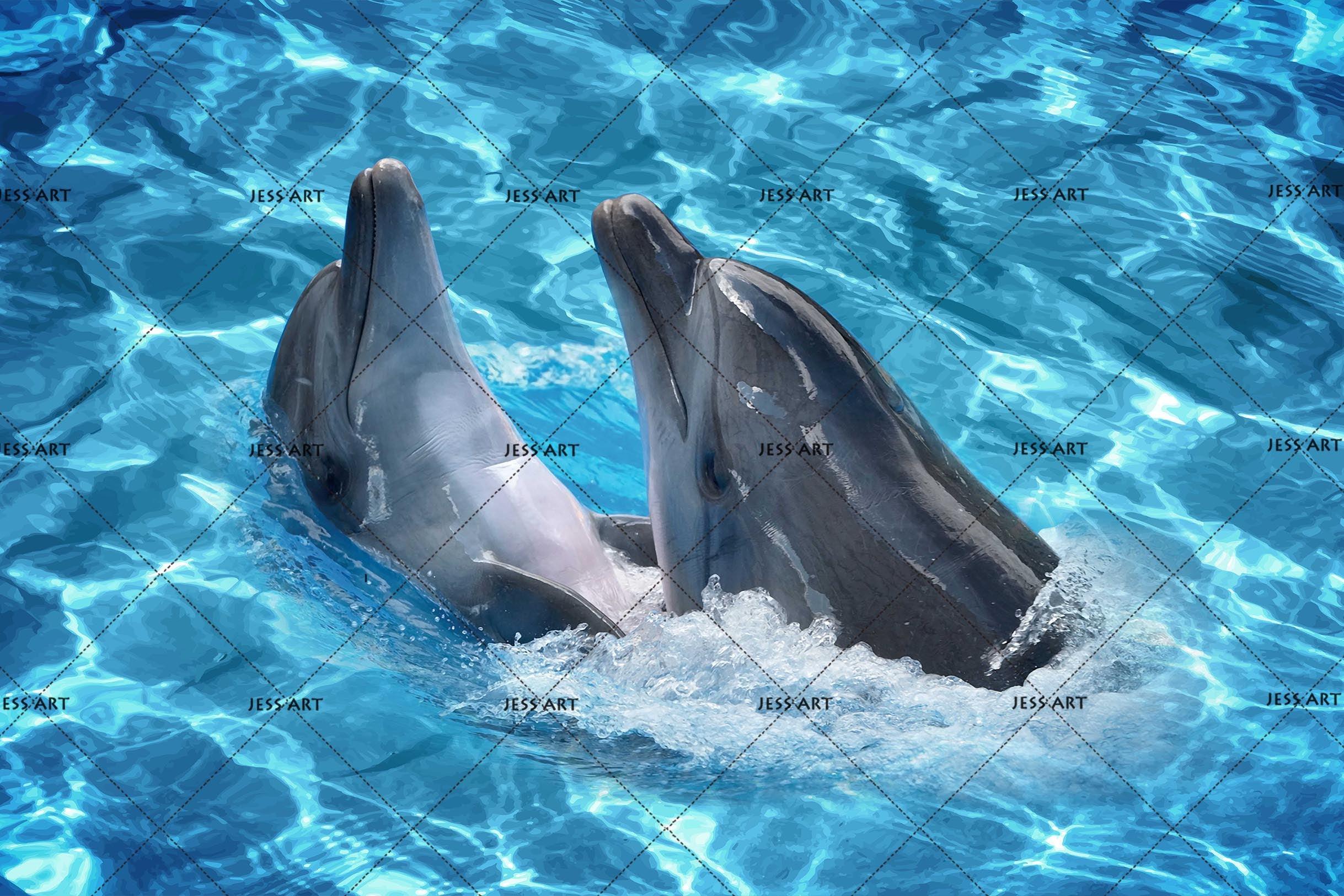 3D Blue Sea Dolphin Wall Mural Wallpaper 171- Jess Art Decoration
