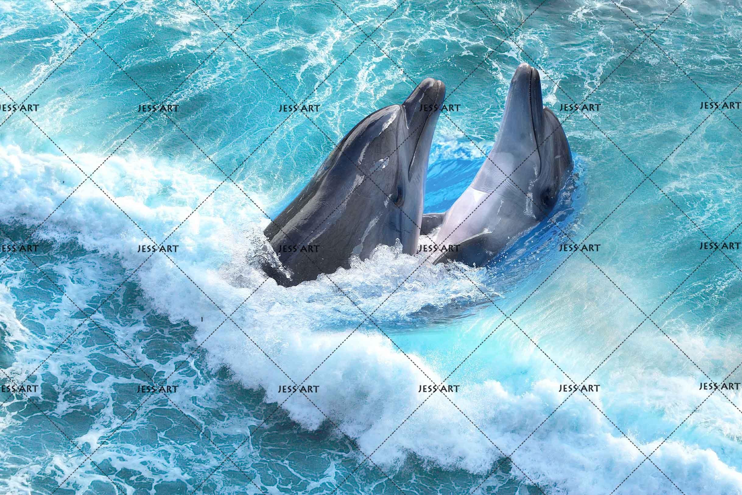 3D Blue Sea Dolphin Wall Mural Wallpaper 131- Jess Art Decoration