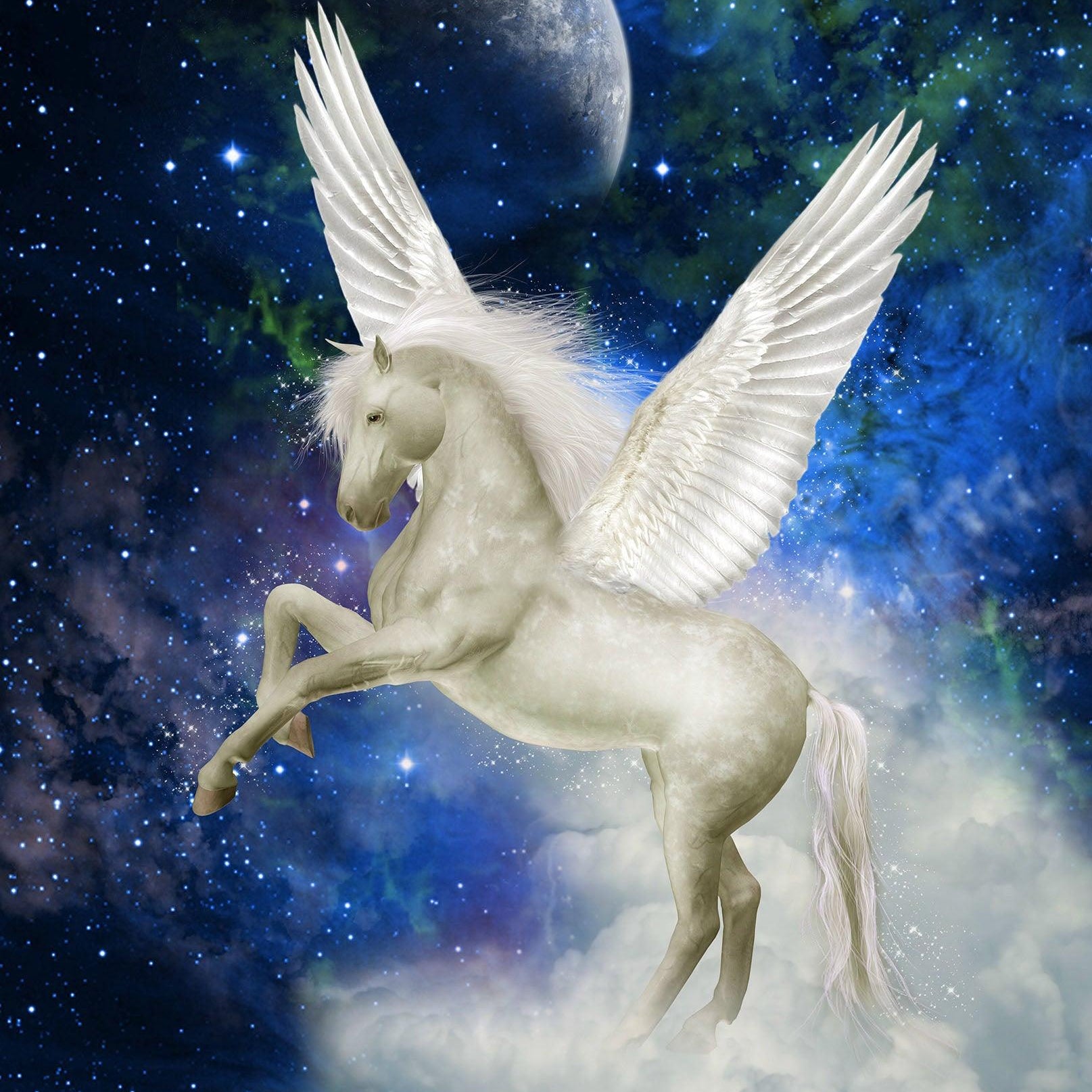 3D Blue Moon Universe Star Sky Pegasus Quilt Cover Set Bedding Set Pillowcases 08- Jess Art Decoration