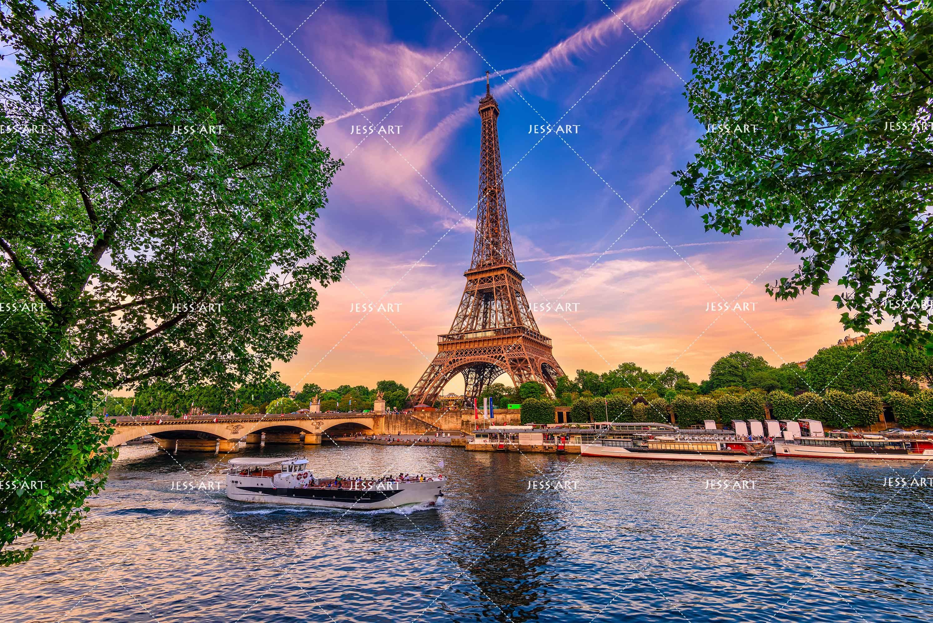 3D Eiffel Tower Canal Wall Mural Wallpaper 39- Jess Art Decoration