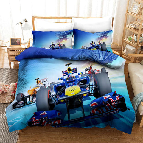 3D F1 Racing Car Quilt Cover Set Bedding Set Pillowcases 15- Jess Art Decoration