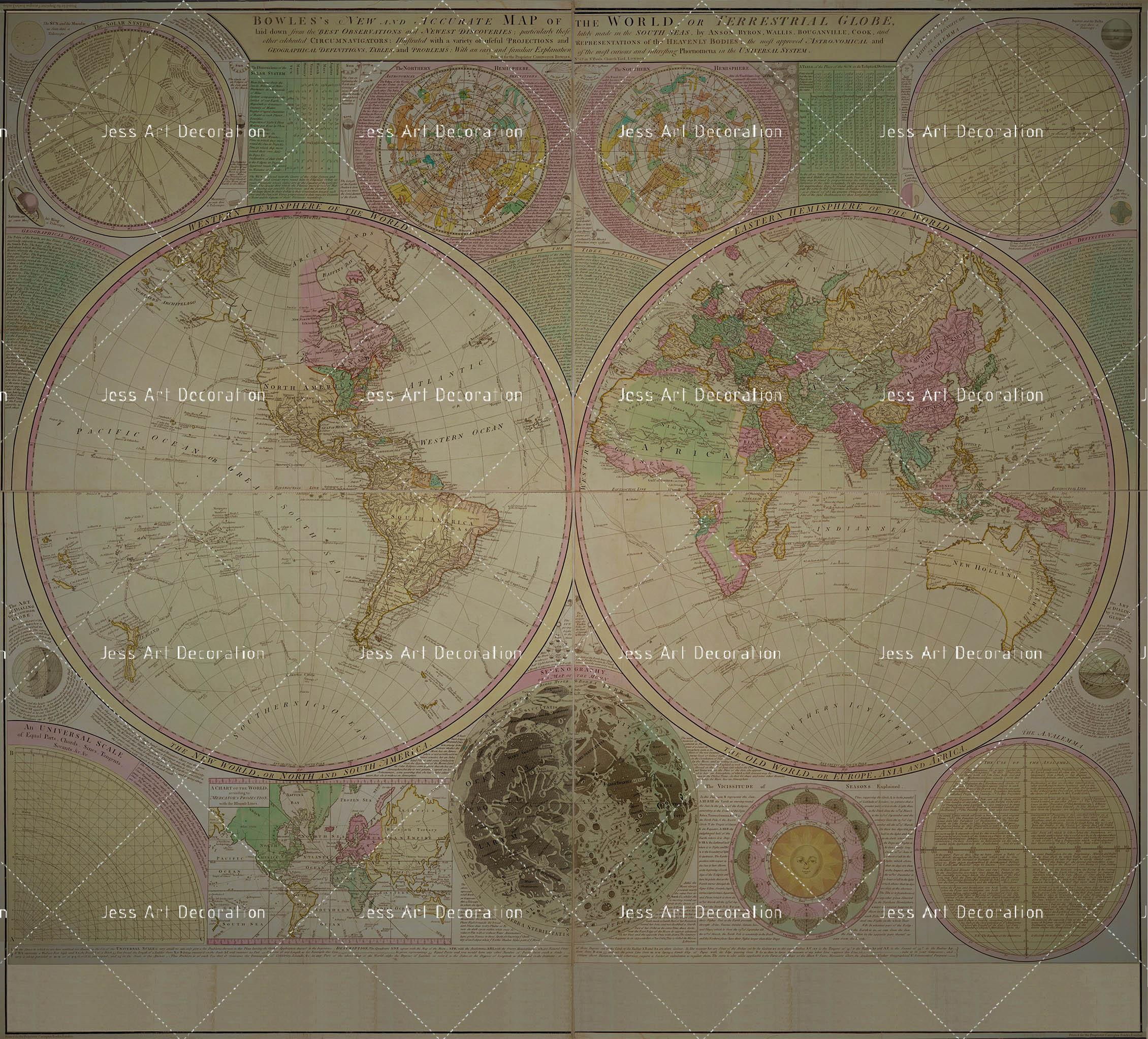 3D Circular World Map Wall Mural Wallpaper 1- Jess Art Decoration