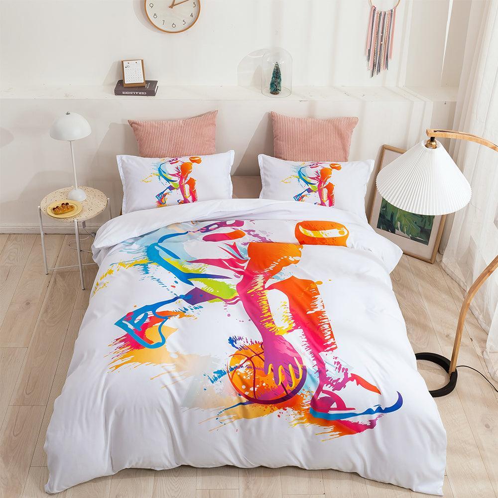3D Graffiti Abstract Sports Colorful Basketball Player Quilt Cover Set Bedding Set Duvet Cover Pillowcases LXL- Jess Art Decoration