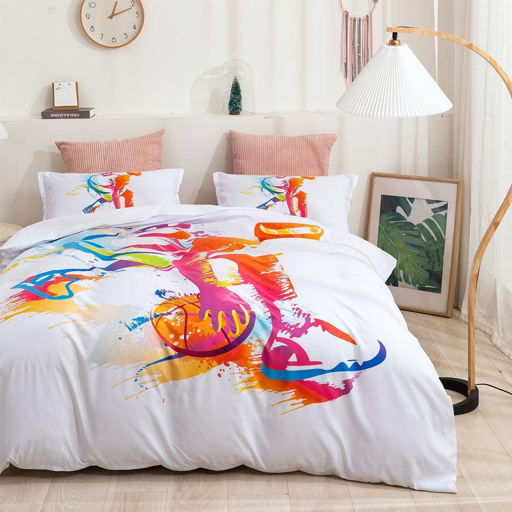 3D Graffiti Abstract Sports Colorful Basketball Player Quilt Cover Set Bedding Set Duvet Cover Pillowcases LXL- Jess Art Decoration